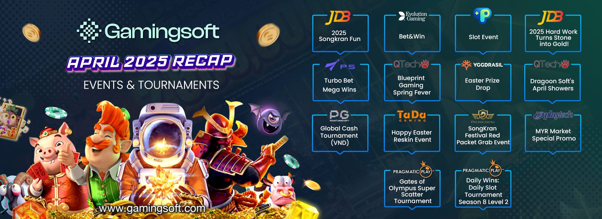 April 2025 Tournament and Event Recap Web Banner - GamingSoft