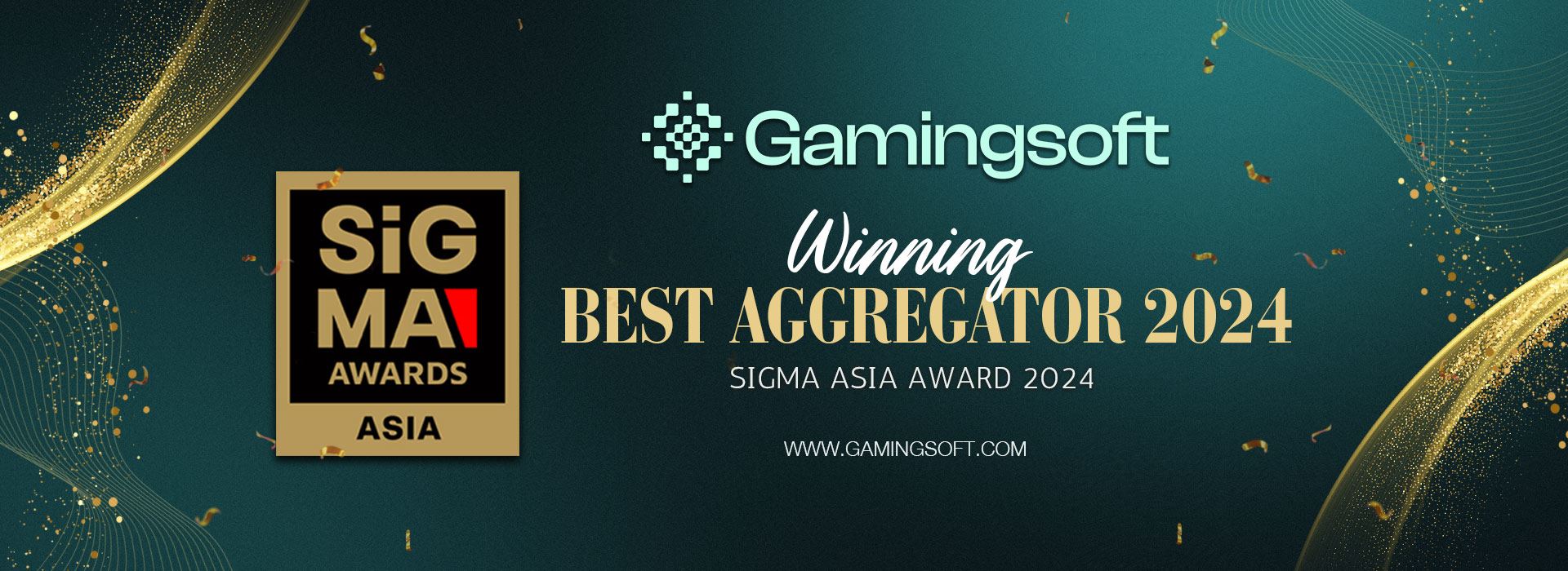 GamingSoft winning Best Aggregator 2024 SiGMA ASIA AWARD 2024 Web Banner - GamingSoft
