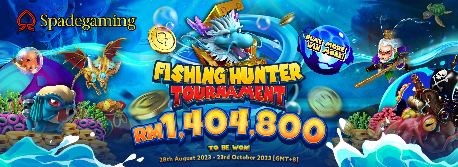 Spadegaming’s Grand Fishing Hunter Tournament! Play More! Win More!!Total Cash Prize Up to $351,200