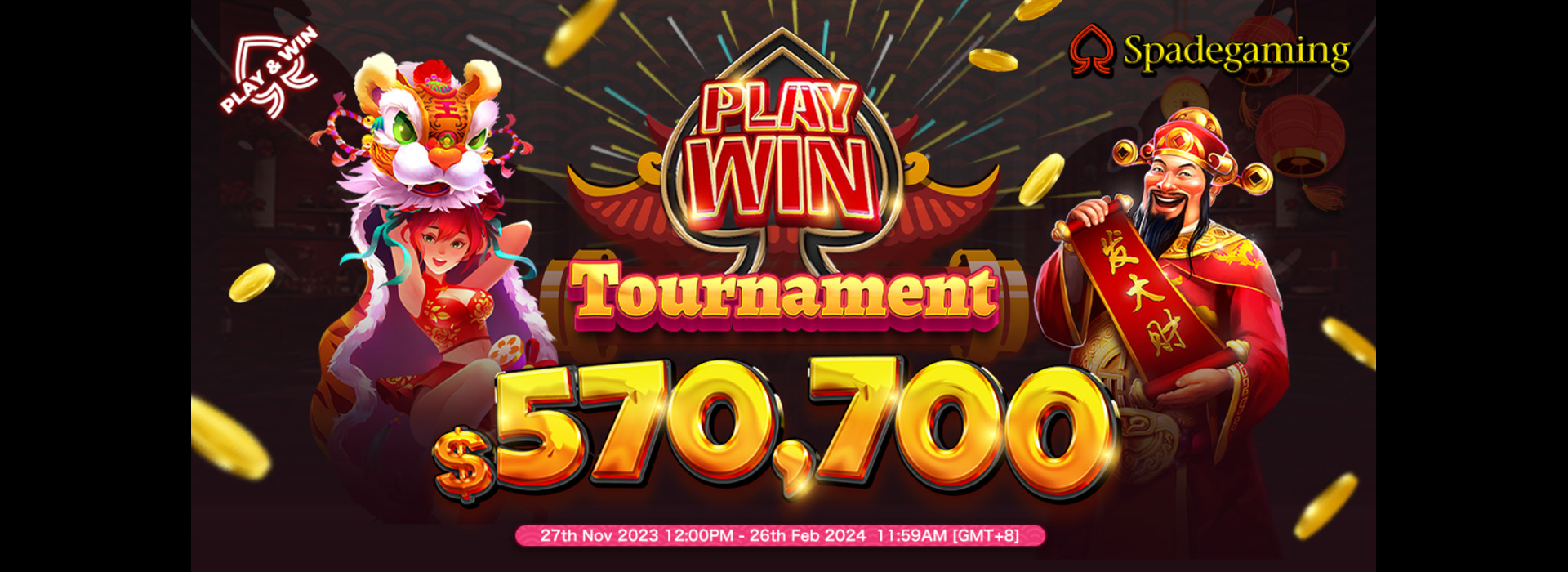 Spadegaming Play and Win Tournament! Total Cash Prize Up to $570,700