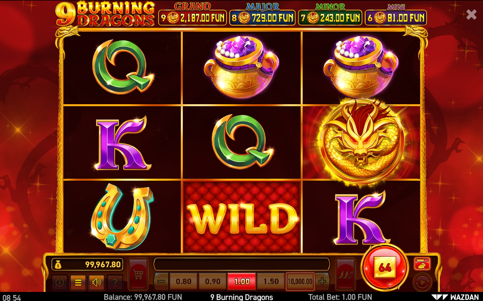 9 Burning Dragons is a Slots Game Provided by the Vendor Partner Wazdan - GamingSoft